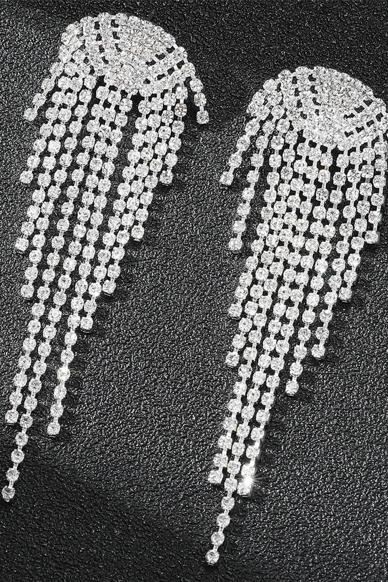 Rhinestone/Tassels Drop Earrings 751330283865 - COCOMELODY
